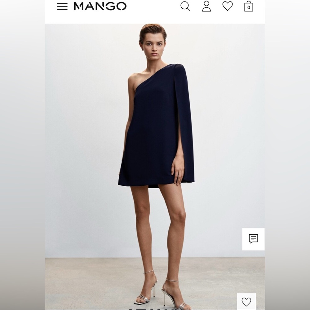 Blue Asymmetrical One Shoulder Cape Dress